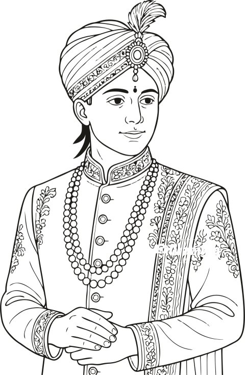 Groom line art Indian Groom PNG for wedding card black and white Clip art.